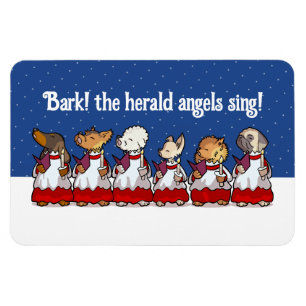 Ímã Cães engraçados cantando carols de Natal Pug Pomer