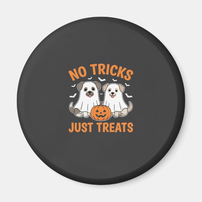 Imã Cães Fantasmas de Halloween Sem Truques Apenas Pre (Frente)