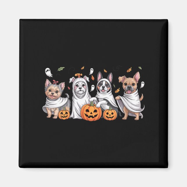 Imã Cães Fantasmas de Mulheres Cães Fofos Vestidos Com (Frente)