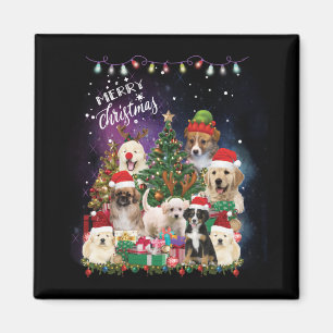 Imã Cães Feliz Natal Luz