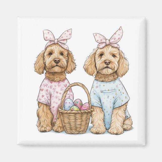 Imã Cães Goldendoodle de Páscoa (Frente)