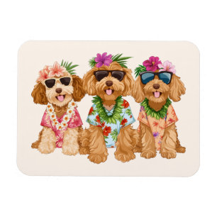 Ímã Cães Goldendoodle havaianos Lei de flores