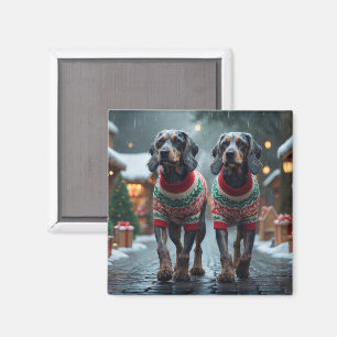 Imã Cães Griffon de Cabelo Raspado no Natal Neve