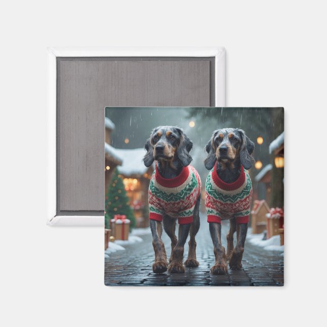 Imã Cães Griffon de Cabelo Raspado no Natal Neve  (Front/Back)