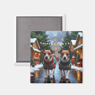 Imã Cães Jack Russell Natal Neve Férias