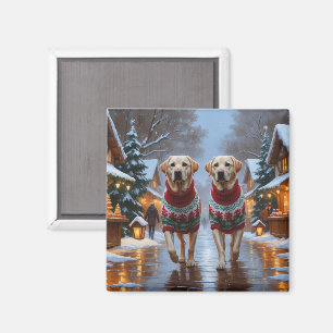 Imã Cães Labrador Natal Neve Férias