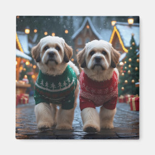 Imã Cães Lhasa Apso Natal Neve Férias