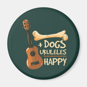 Imã Cães Mais Ukuleles Igual a Feliz Gag Novelty