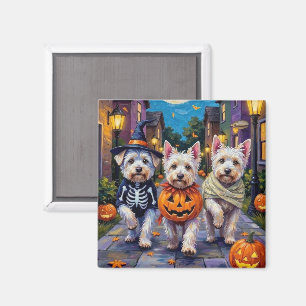 Imã Cães Malteses Fantasiando Fantasias de Halloween