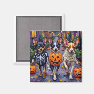Imã Cães Papillon com Fantasias de Halloween Pedindo D