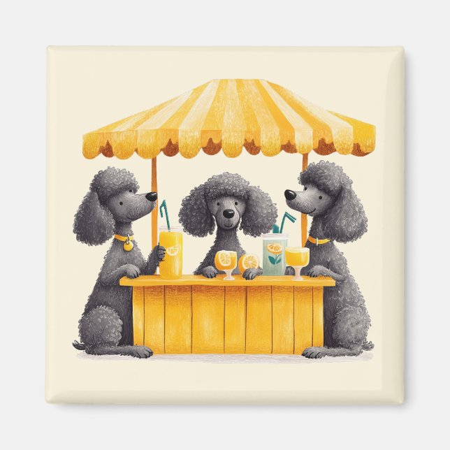 Imã Cães Poodle Padrão Administrando uma Loja de Limon (Frente)