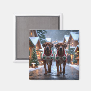 Imã Cães Rhodesian Ridgeback Natal Neve Férias
