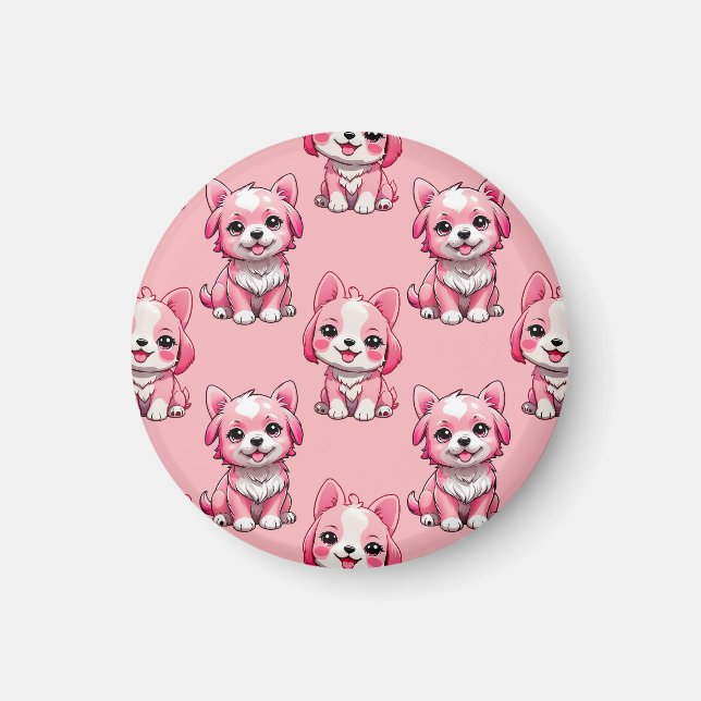 Imã Cães Rosa Fofos (Frente)