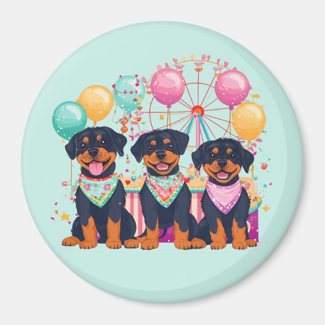 Imã Cães Rottweiler Num Carnaval (Frente)