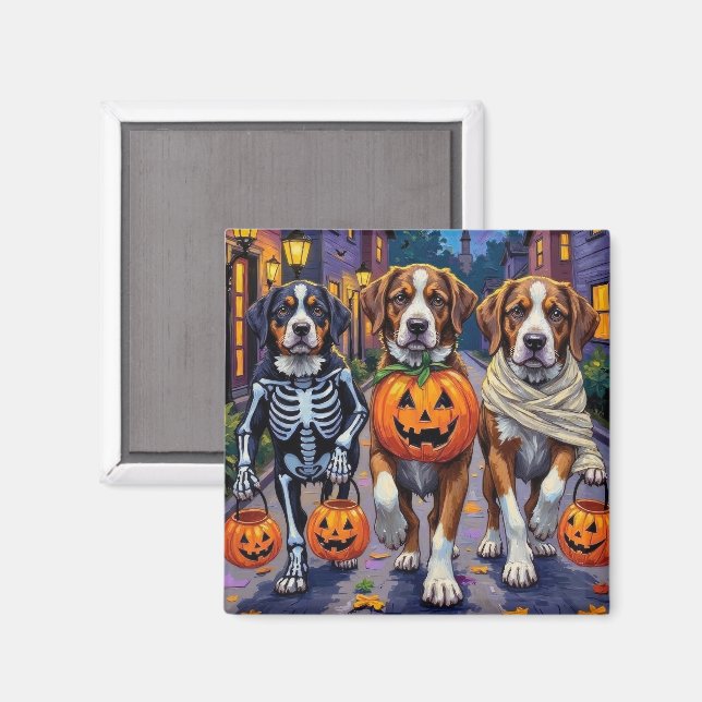 Imã Cães São Bernardo em Fantasias de Halloween (Front/Back)