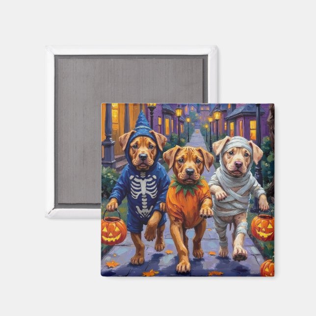 Imã Cães Shar Pei Fantasiando em Roupas de Halloween (Front/Back)