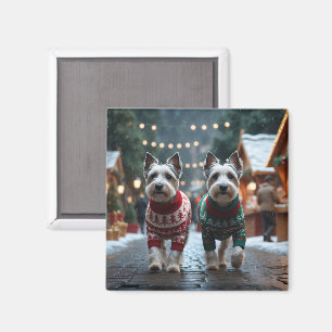 Imã Cães Skye Terrier Natal Neve Férias