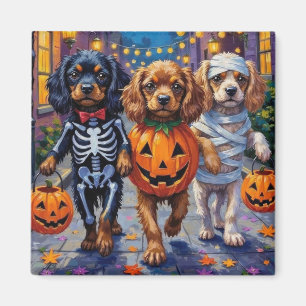 Imã Cães Spaniel Tibetano em Fantasias de Halloween