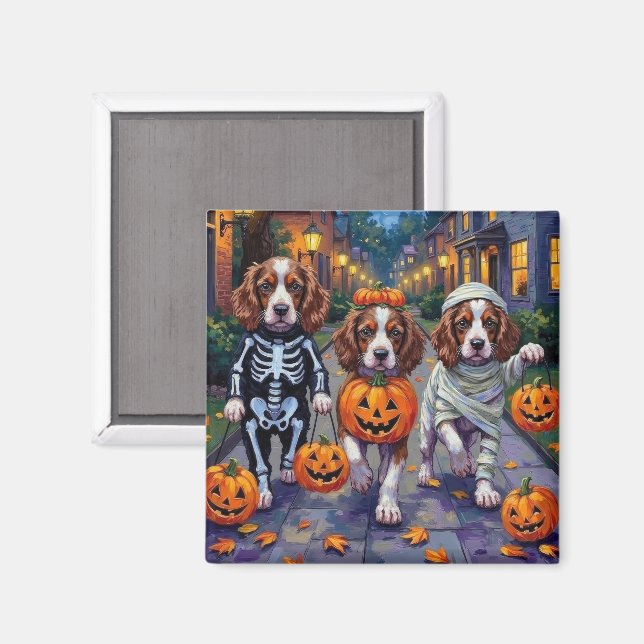 Imã Cães Springer Spaniel em Fantasias de Halloween (Front/Back)