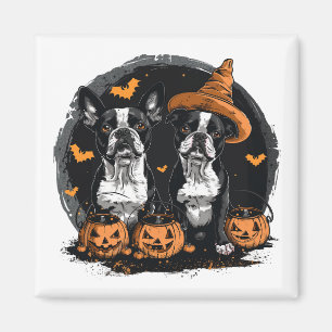 Imã Cães Terrier de Boston Halloween