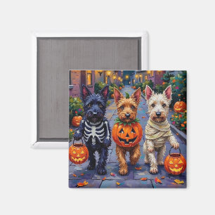 Imã Cães Terrier Escocês em Fantasias de Halloween