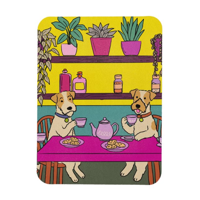 Ímã Cães tomando chá da tarde (Vertical)