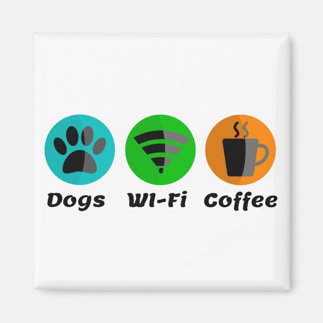 Imã Cães Wi-Fi E Café (Frente)
