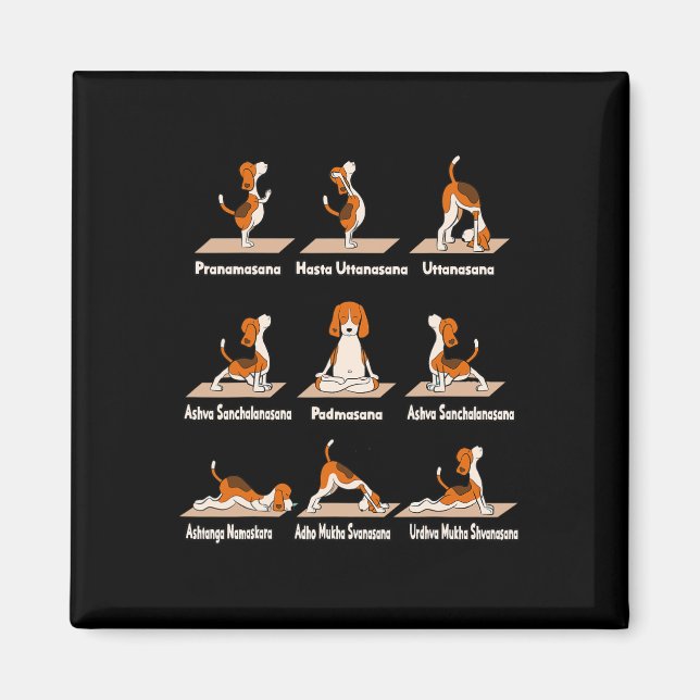 Imã Cães Yoga - Exercícios Poses Lance Meditativo Dive (Frente)