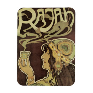 Ímã Café Art Nouveau Vintage Rajah, Mulher com Café