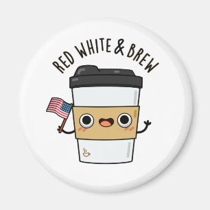Imã Café Branco Vermelho E Café Bonito