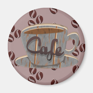 Imã Cafe Coffee Cup and Coffee Beans Magnet