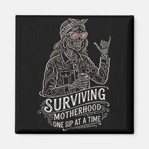 Imã Café da Mamãe Frase Engraçada Mamãe Esqueleto Dia 