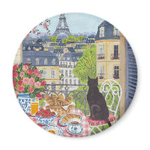 Café da Manhã do Gato da Varanda de Paris Torre Ei