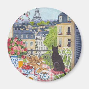 Imã Café da Manhã do Gato da Varanda de Paris Torre Ei
