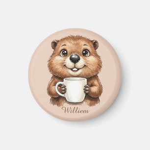 Imã Café da Manhã Personalizado de Castor Aconchegante