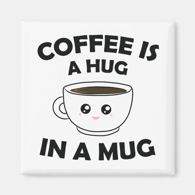 Imã Café é abraço em uma caneca Kawaii (Frente)