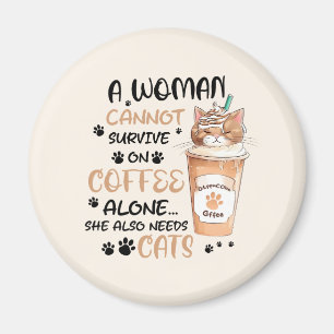 Imã Café e Gatos - Arte Kawaii Cute