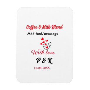 Ímã Café e leite misturam amor casal café coração verm