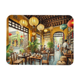 Ímã Café em Hoi An Vietnam Watercolor Painting
