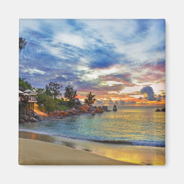 Imã Café Em Praia Tropical Em Sunset (Frente)