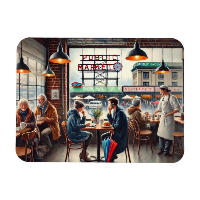 Ímã Café em Rainy Seattle (Horizontal)