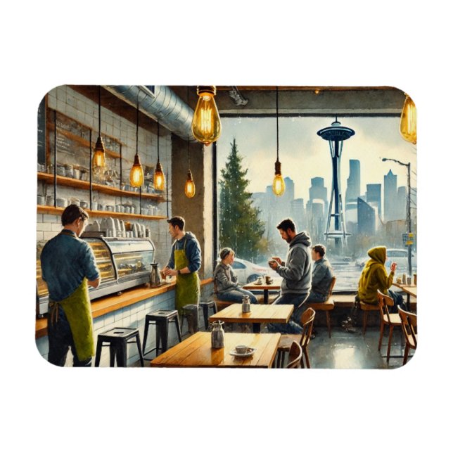 Ímã Café em Rainy Seattle (Horizontal)