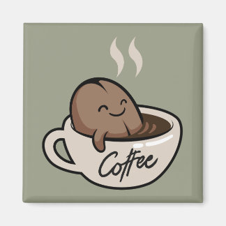 Imã Café engraçadinho adorável Linho de desenho animad