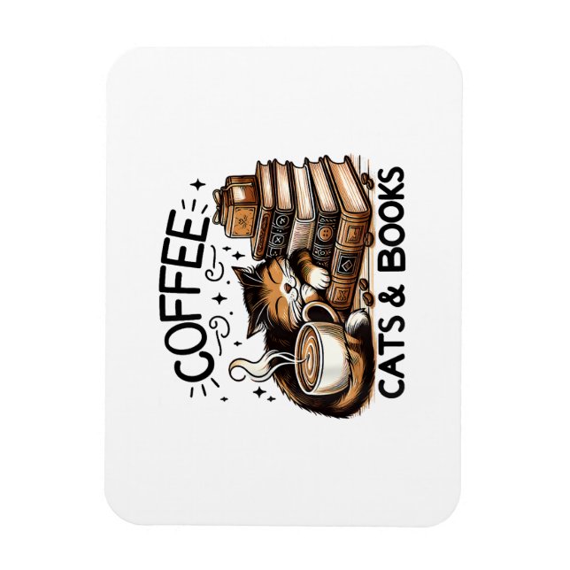 Ímã Café Engraçado Livros Sobre Presentes Mulheres Ide (Vertical)