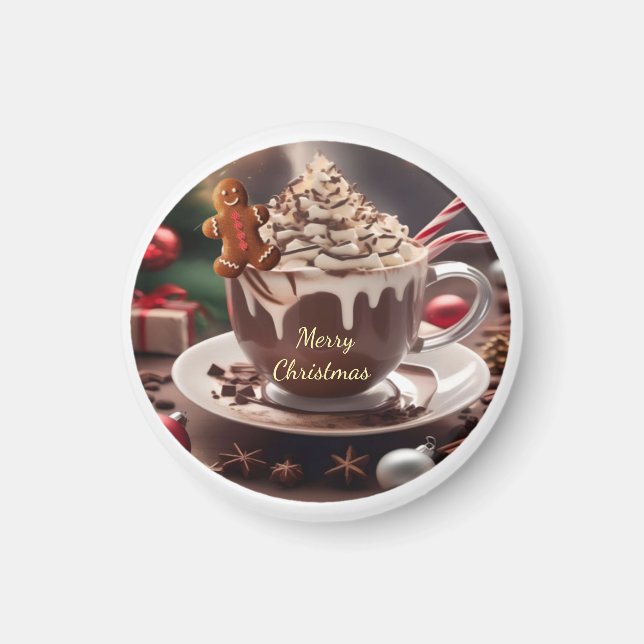 Imã Café Feliz Natal com Ímã de Pão de Mel (Frente)
