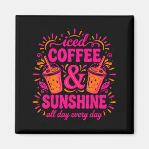 Imã Café gelado retrô & sol divertido verão