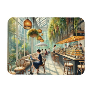 Ímã Café na Pintura Watercolor de Cingapura