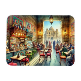 Ímã Café no Cairo Egypt Watercolor Painting