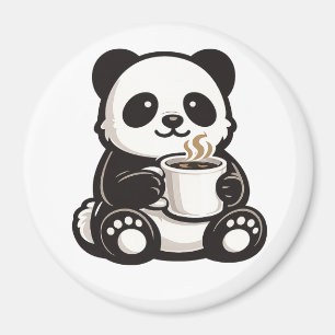 Imã Café Panda Fofo – Panda Kawaii Segurando Café