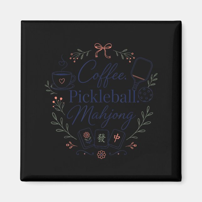 Imã Café Pickleball Jogo de Mahjong Mahj (Frente)